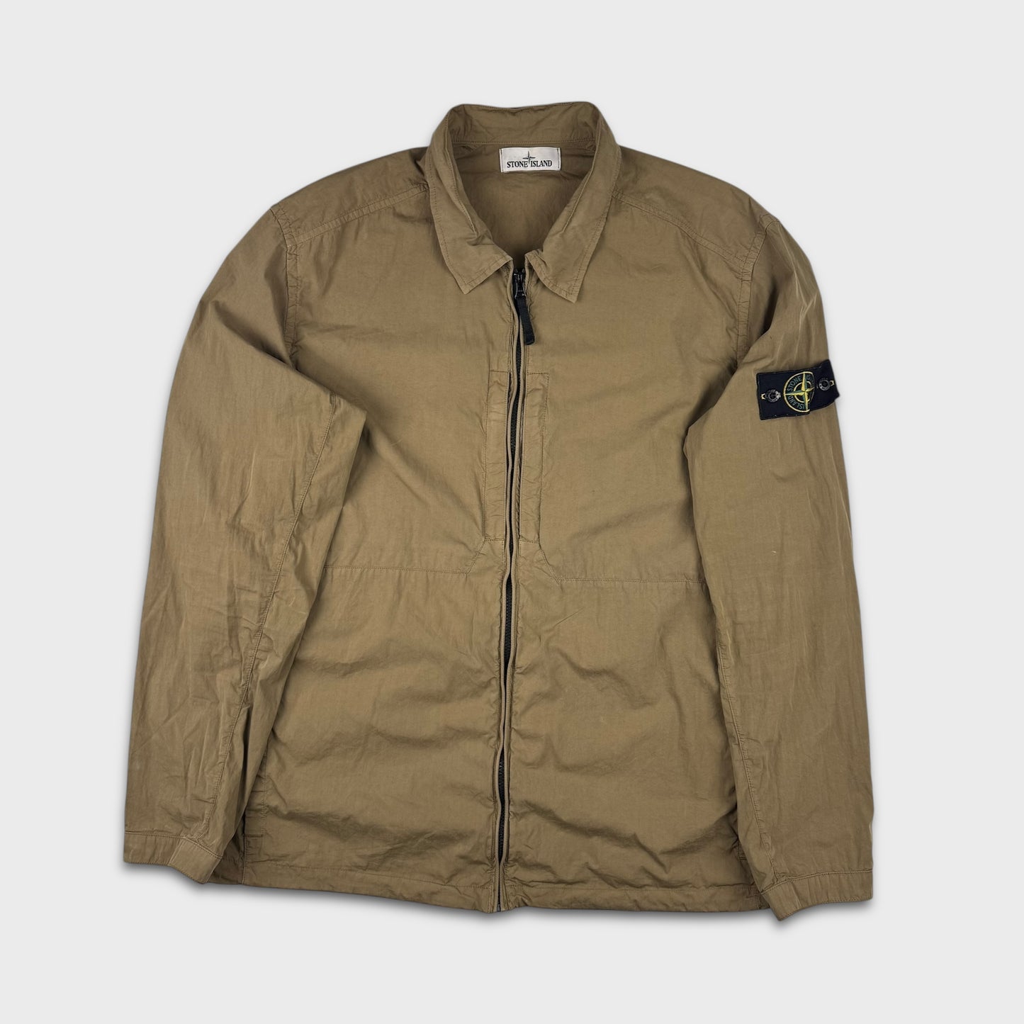 Stone Island Khaki Full Zip Overshirt 3XL