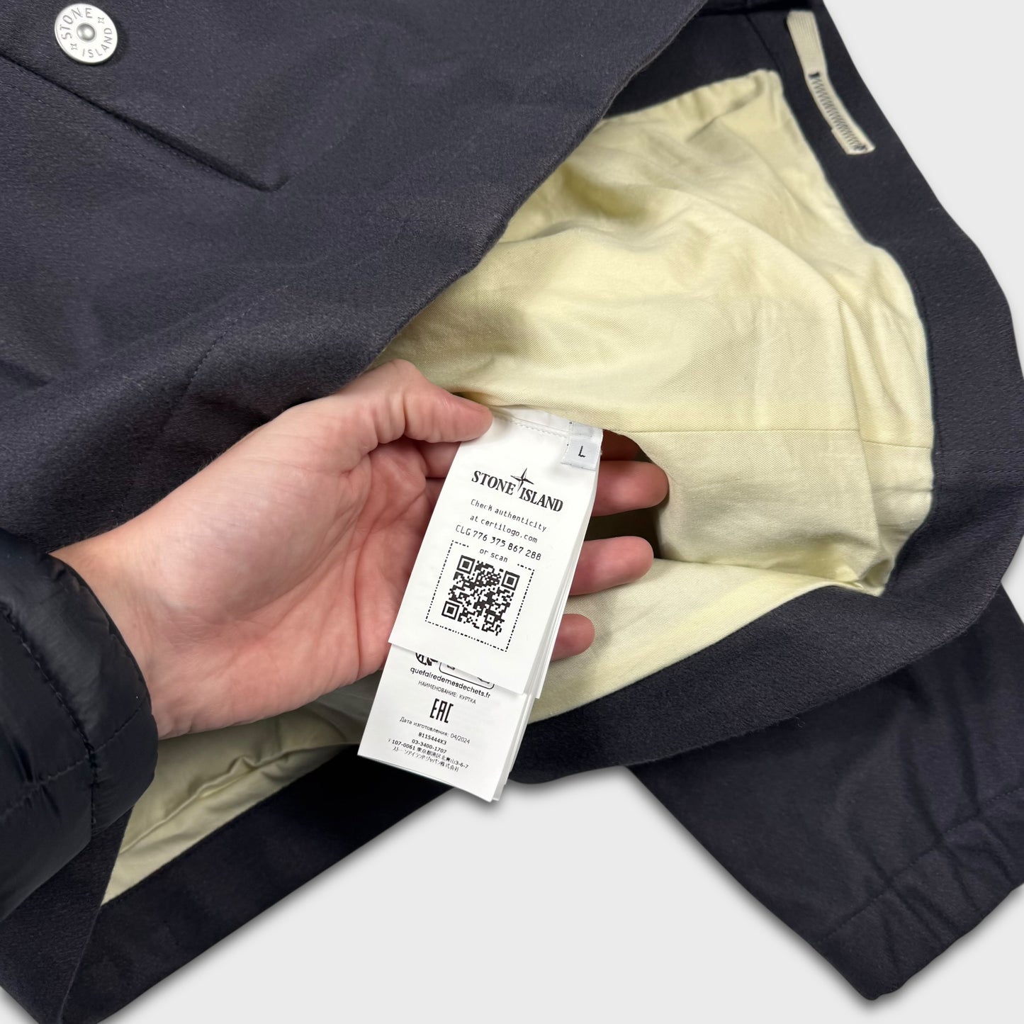 Stone Island Marina Panno Resinato Wool Jacket L