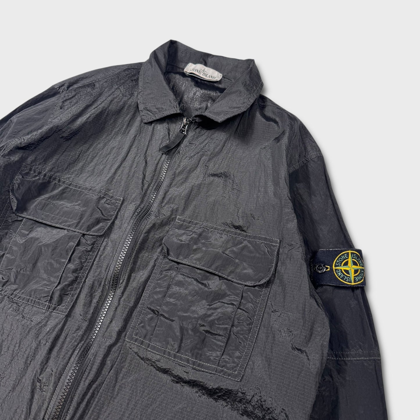 Stone Island Black Nylon Metal Ripstop Overshirt L