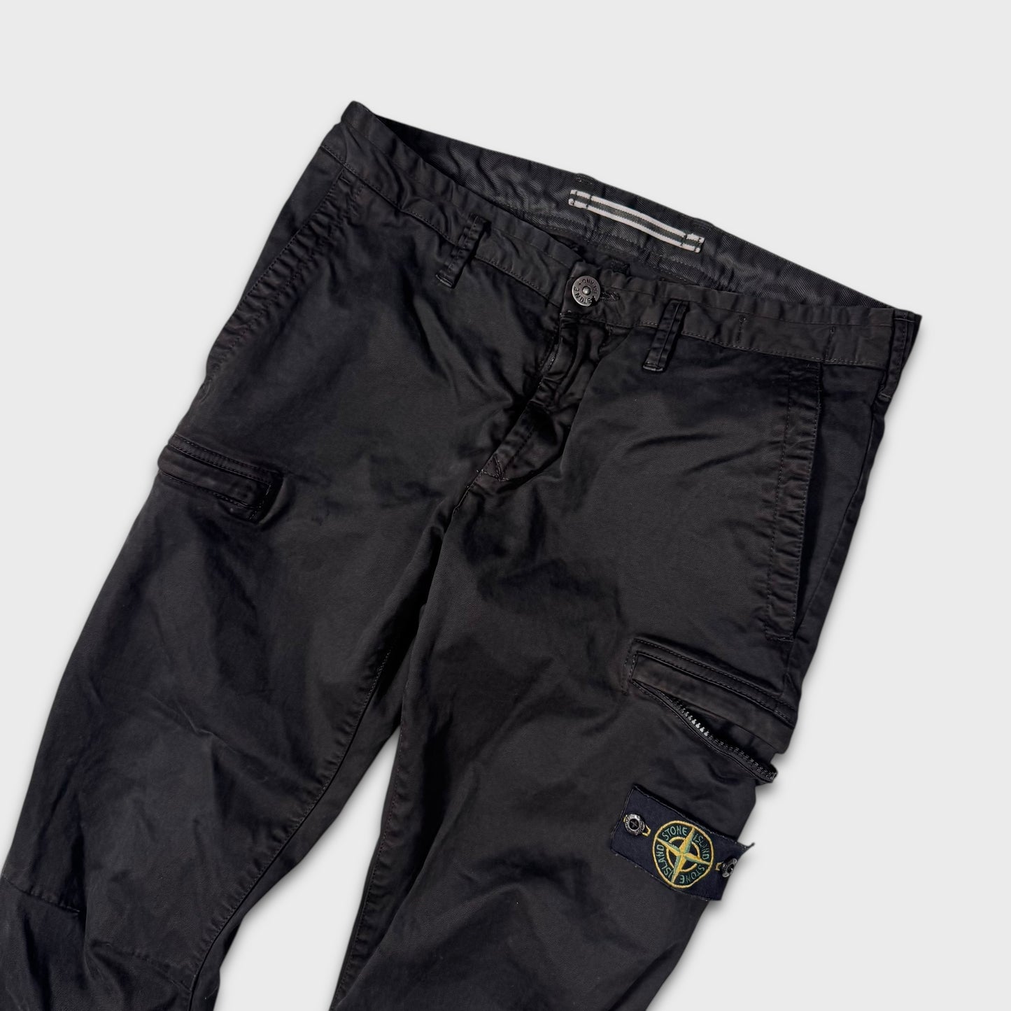 Stone Island Black Cotton Cargo Pants W30