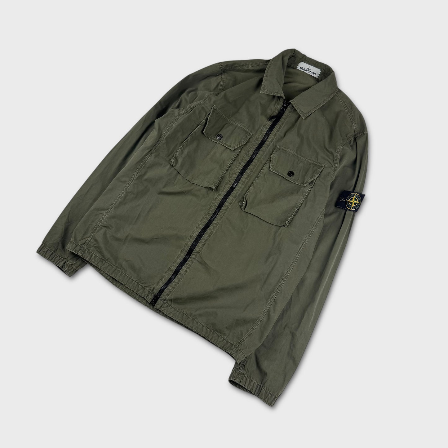 Stone Island Olive Full Zip Overshirt L