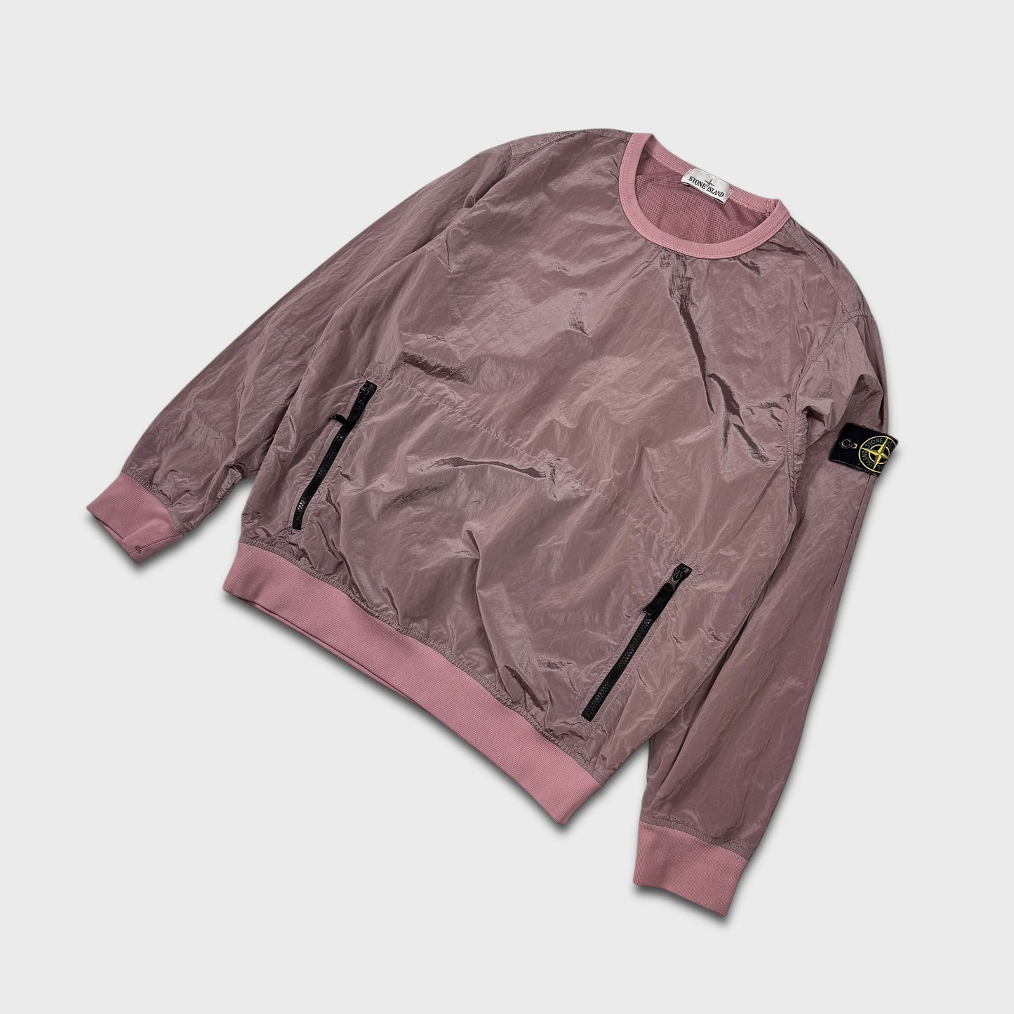 Stone Island Pink Nylon Metal Crewneck L