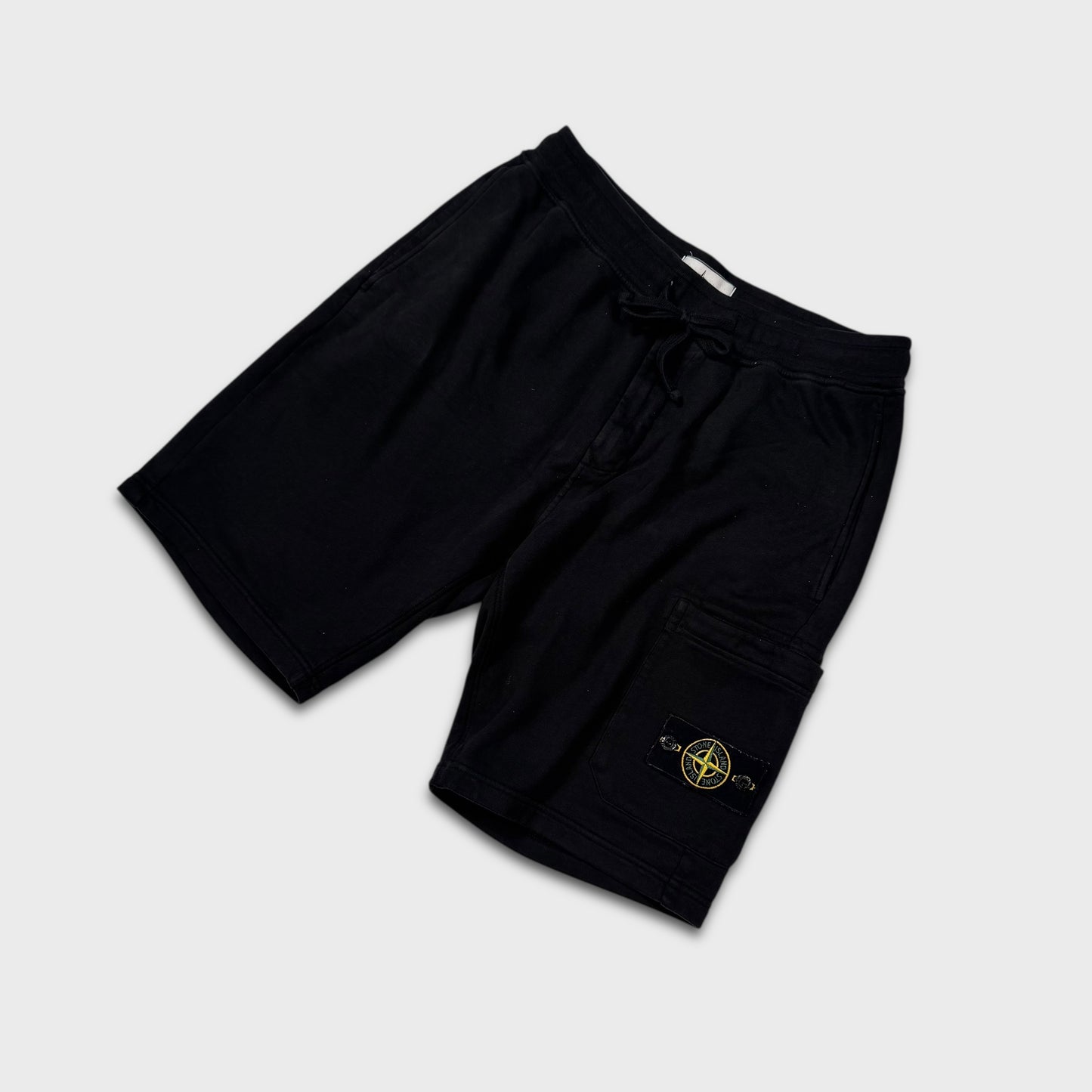 Stone Island Black Cotton Badge Shorts M