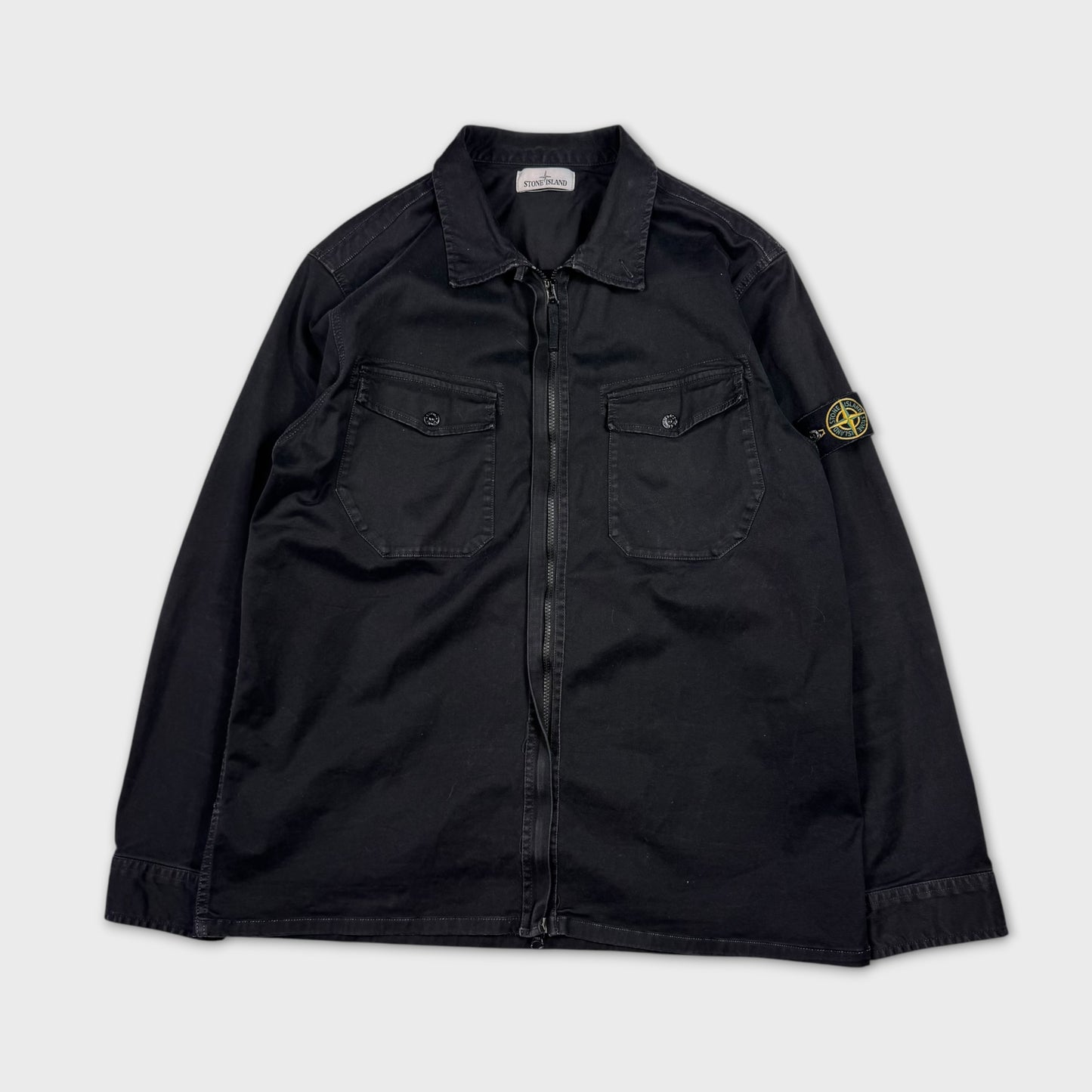Stone Island Black Full Zip Overshirt 3XL