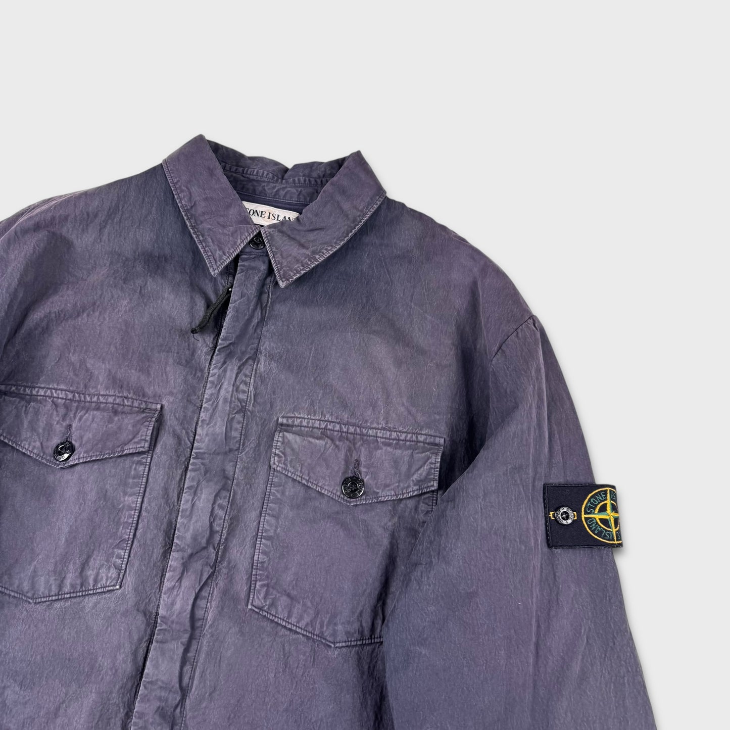 Stone Island Washed Navy Zip Overshirt XXL