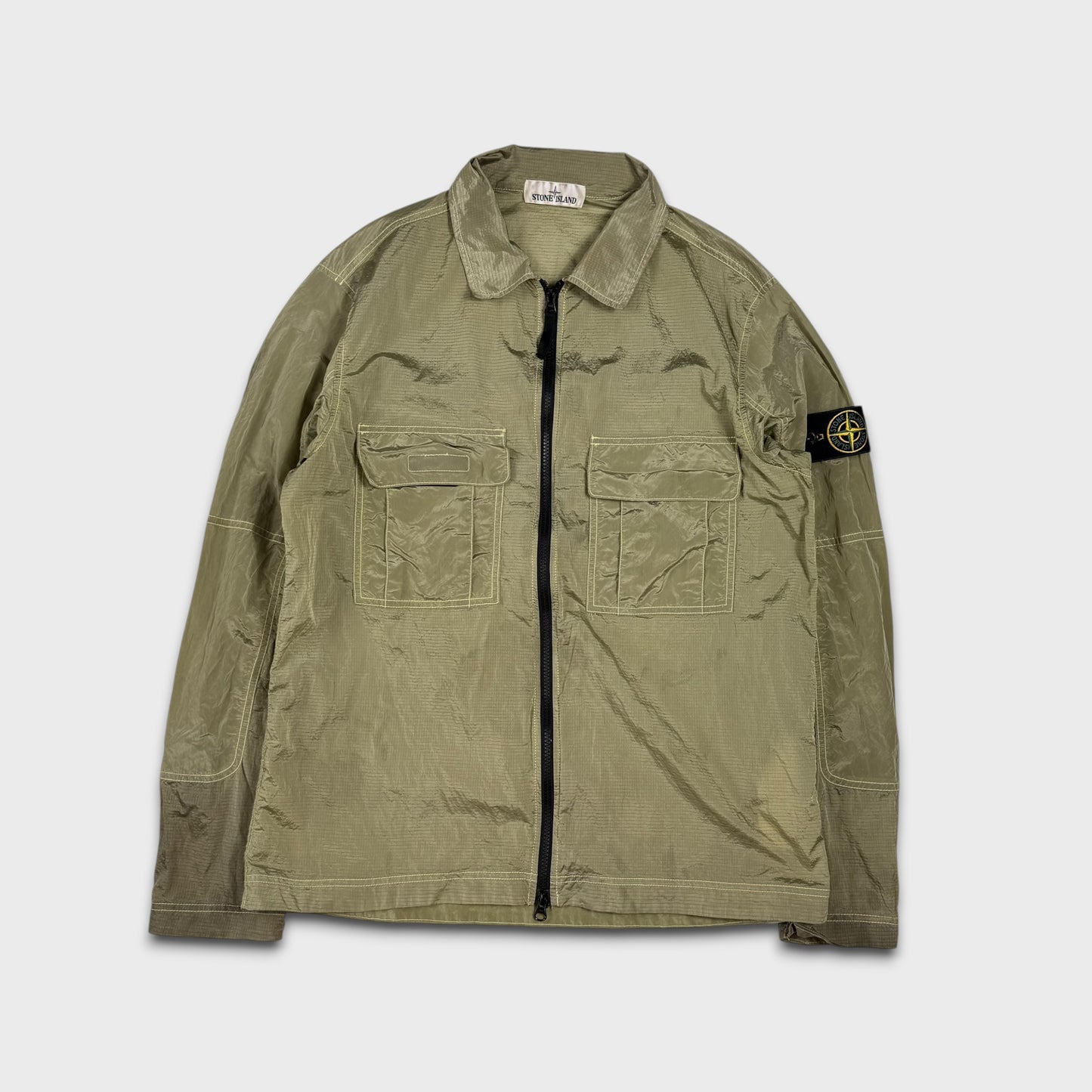 Stone Island Yellow Nylon Metal Ripstop Overshirt L