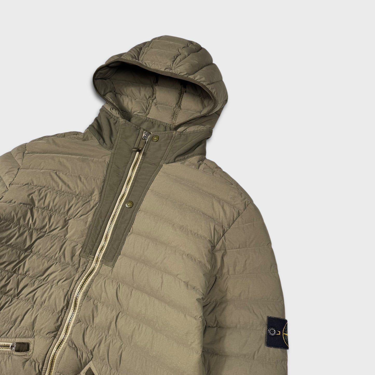 Stone Island Olive Loom Woven Down Chambers Stretch-TC Jacket 3XL