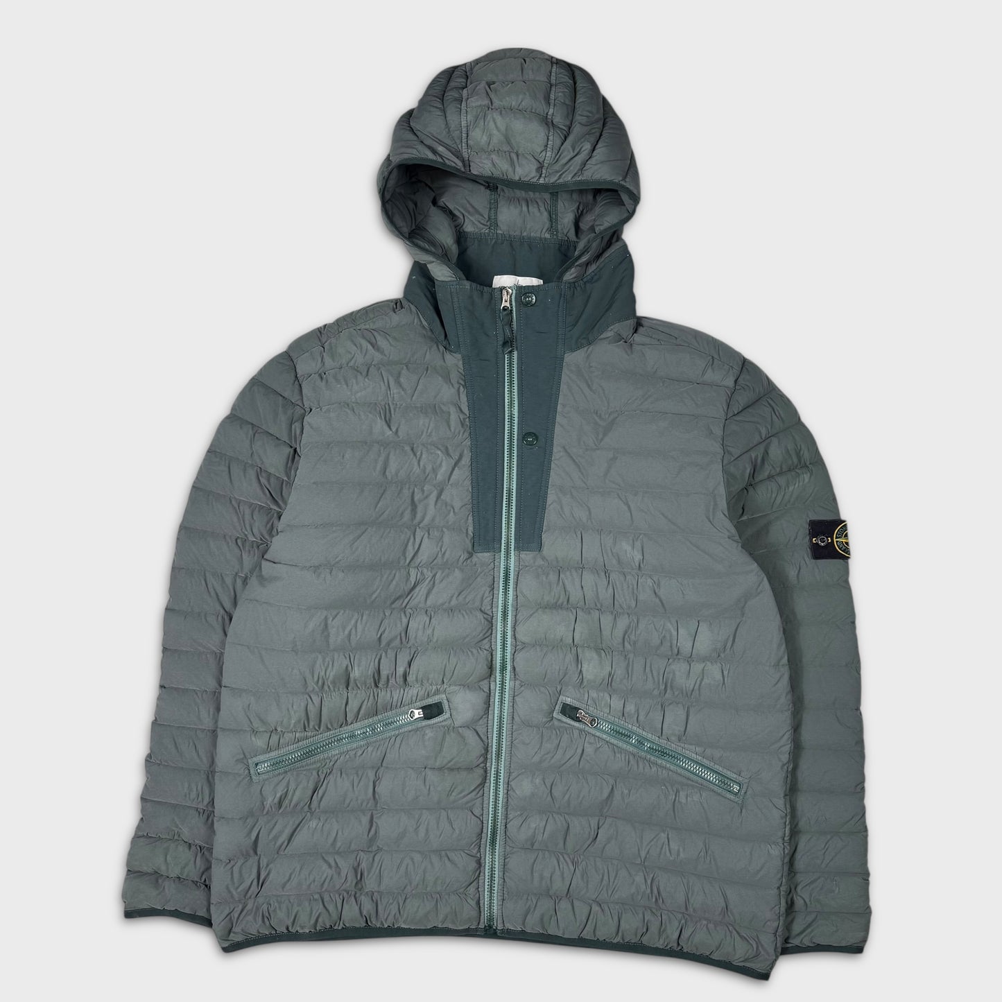 Stone Island Petrol Green Loom Woven Down Chambers Jacket 3XL