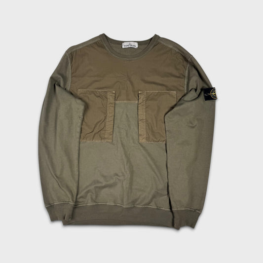 Stone Island Olive Mussola Crewneck L