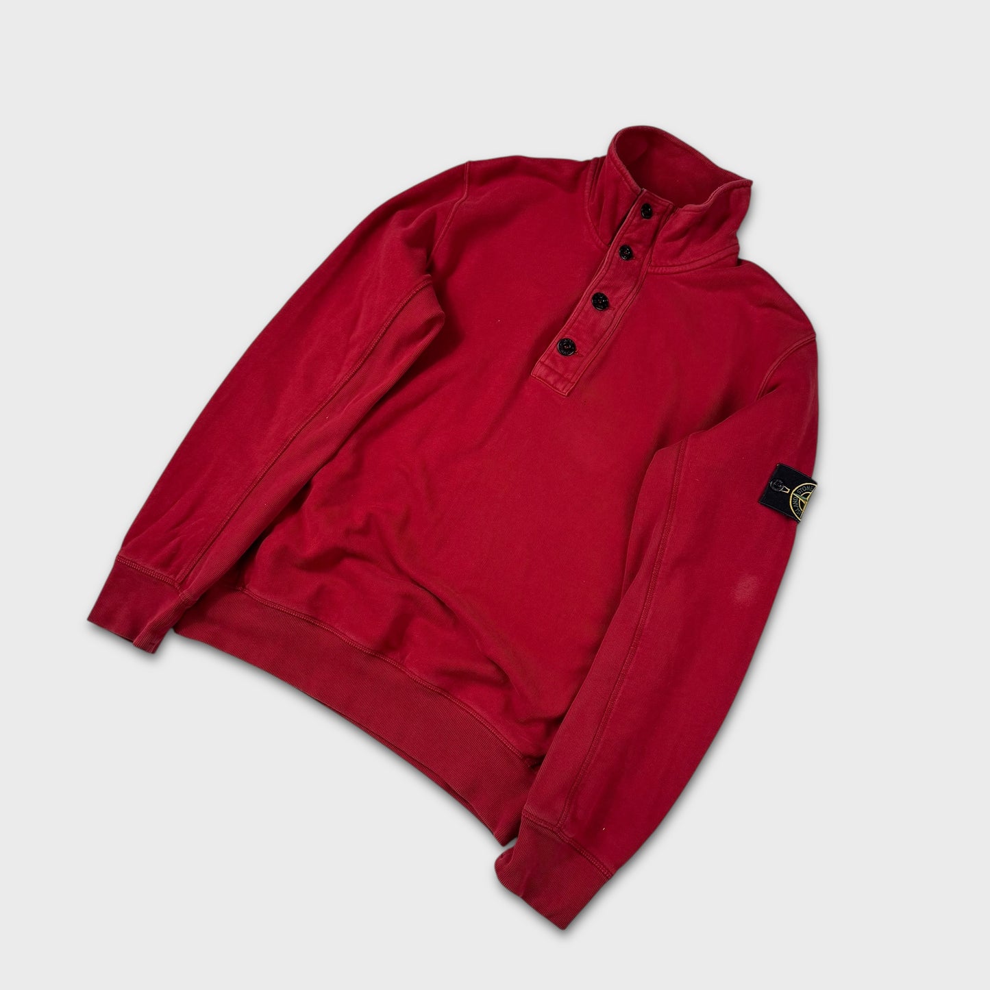 Stone Island Red 1/4 Button Jumper L