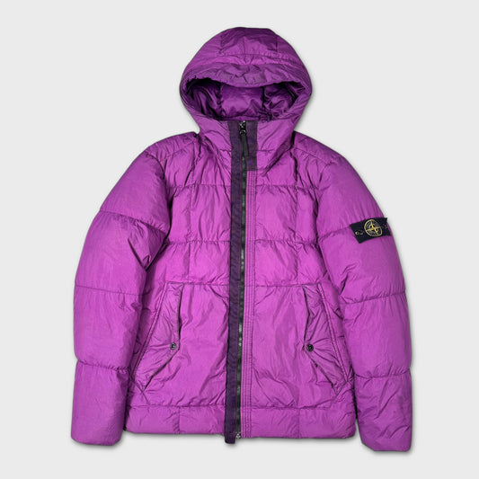 Stone Island Magenta Garment Dyed Crinkle Reps NY Down Jacket L