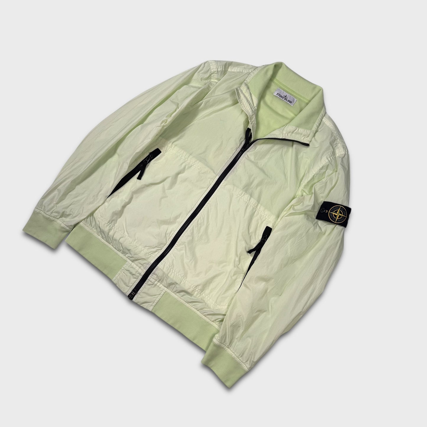 Stone Island Lime Green Garment Dyed Crinkle Reps NY Jacket S