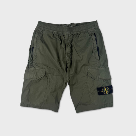 Stone Island Olive Cargo Tela Shorts W30