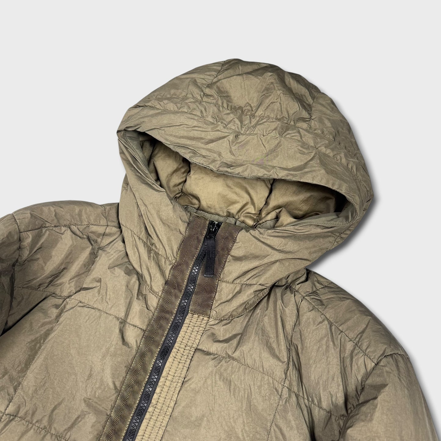 Stone Island Olive Garment Dyed Crinkle Reps Down Jacket L