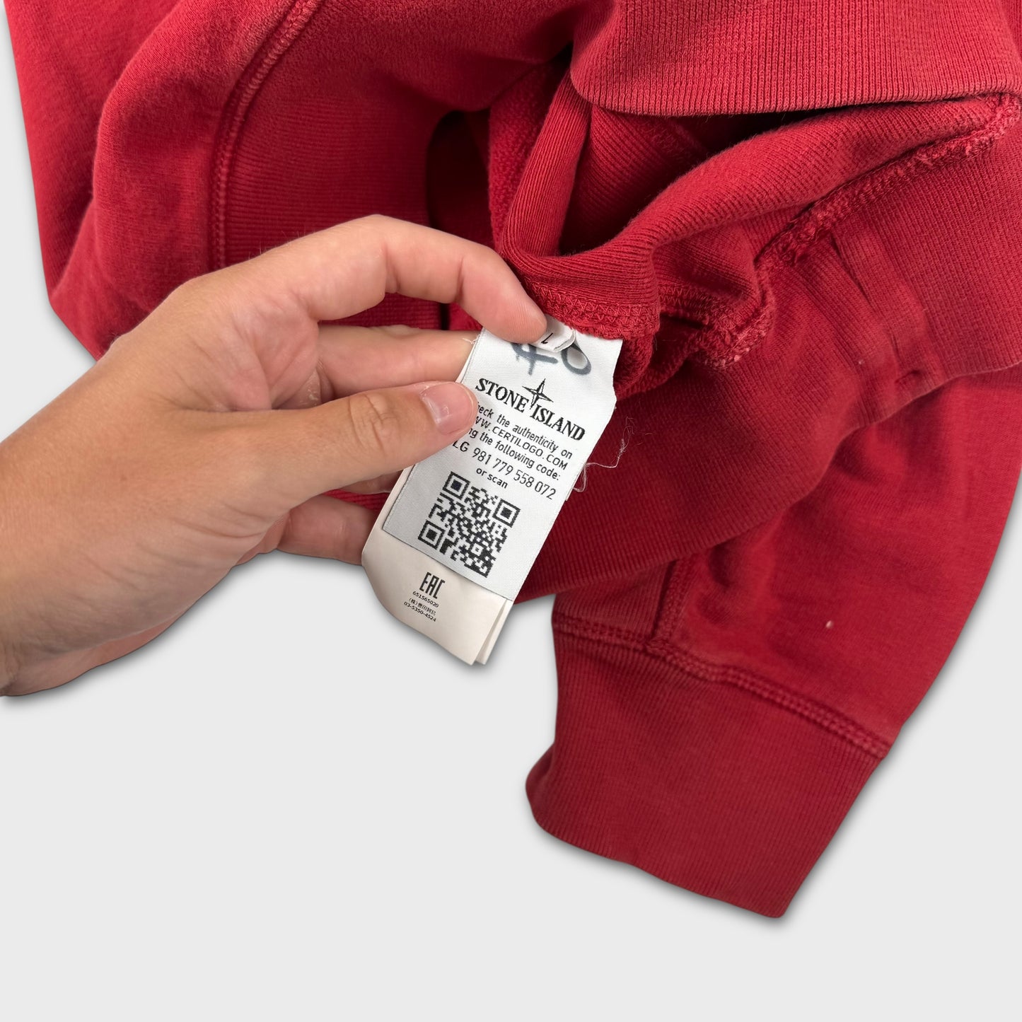 Stone Island Red 1/4 Button Jumper L