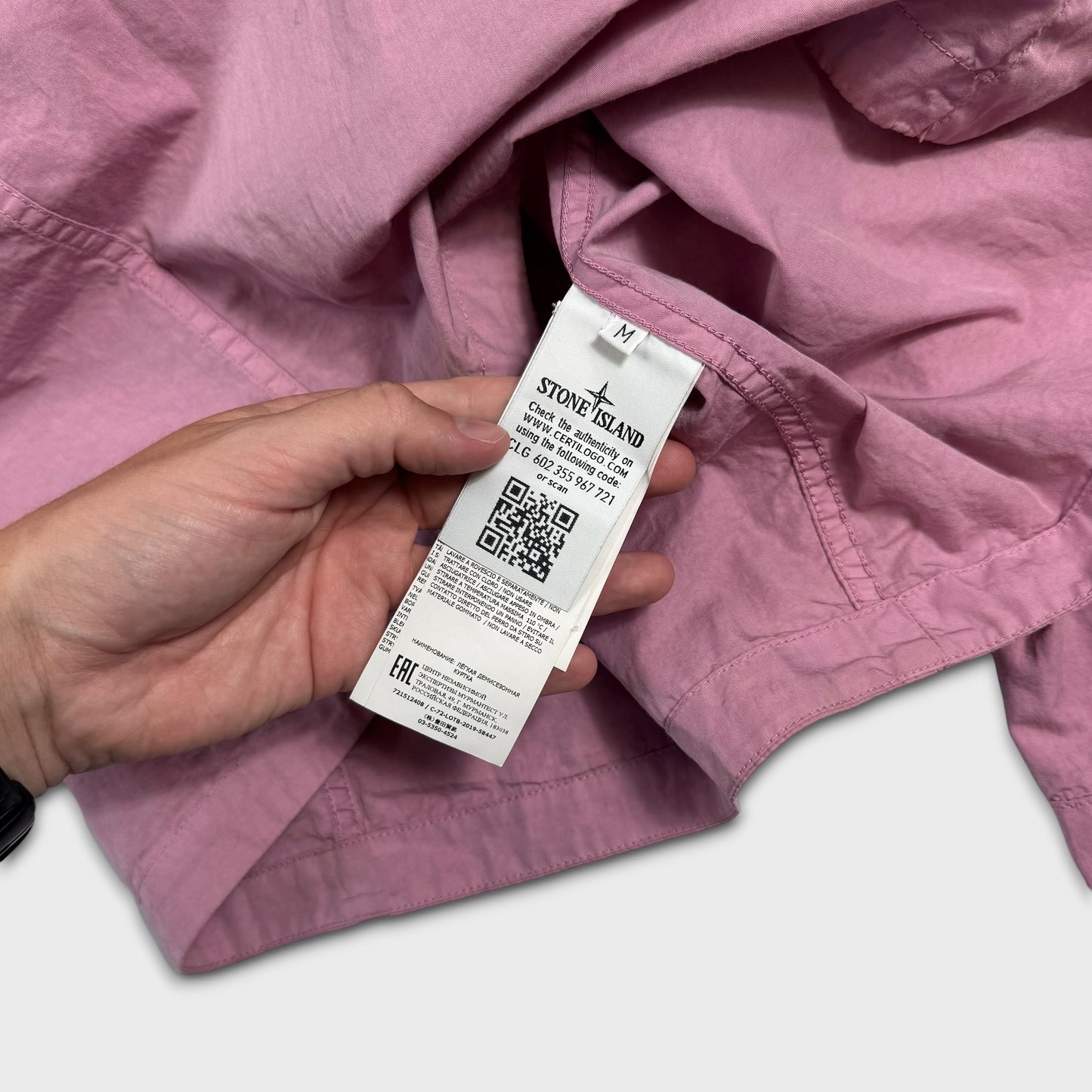 Stone Island Pink Hooded Tela Overshirt Jacket M