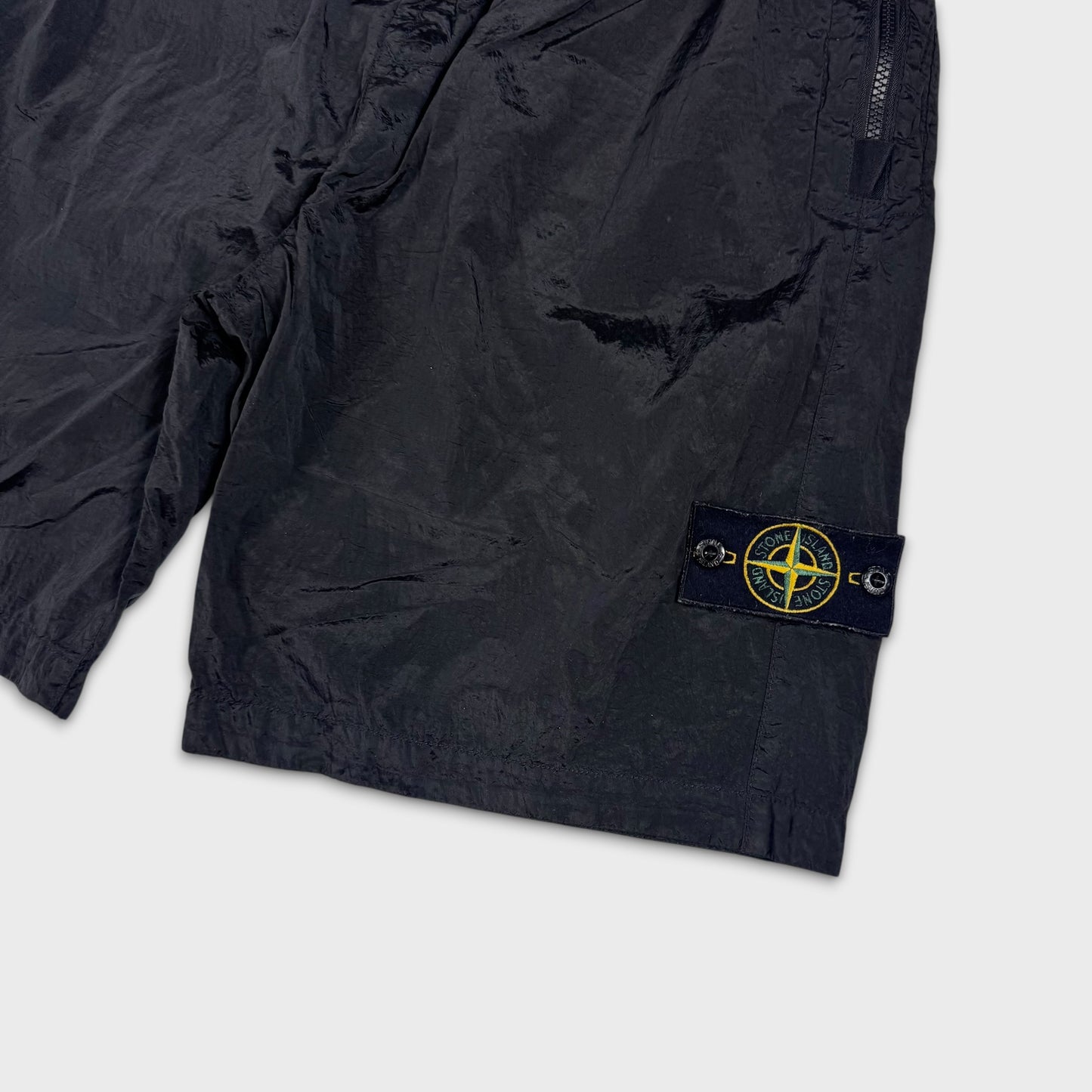 Stone Island Black Nylon Metal Badge Shorts W32