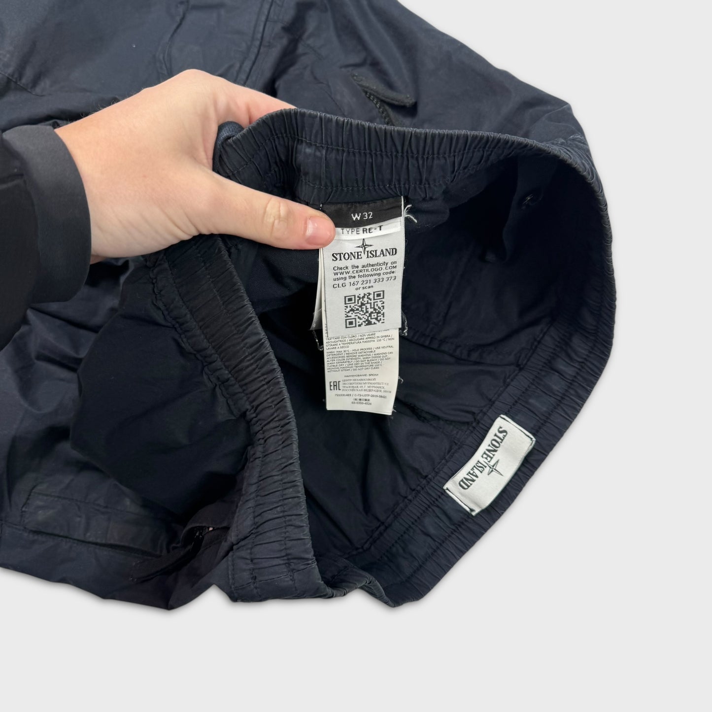 Stone Island Navy Tela Cargo Pants W32