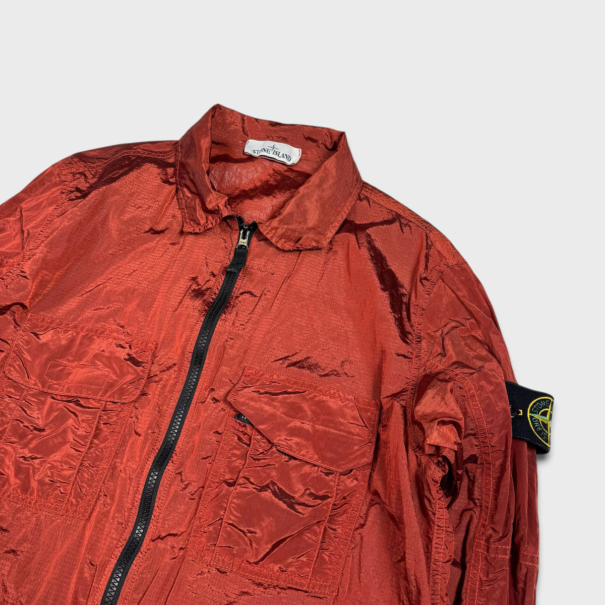 Stone Island Red Nylon Metal Ripstop Overshirt M