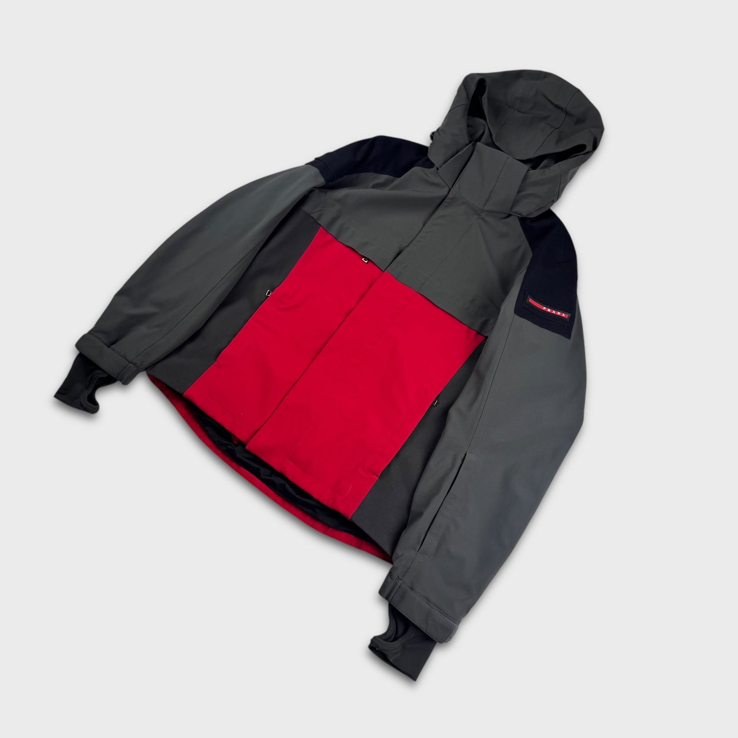 Prada Sport Two-Tone Red / Grey Ski Jacket L/XL