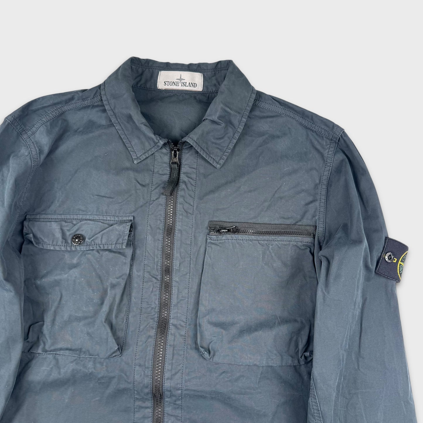 Stone Island Navy Full Zip Overshirt L