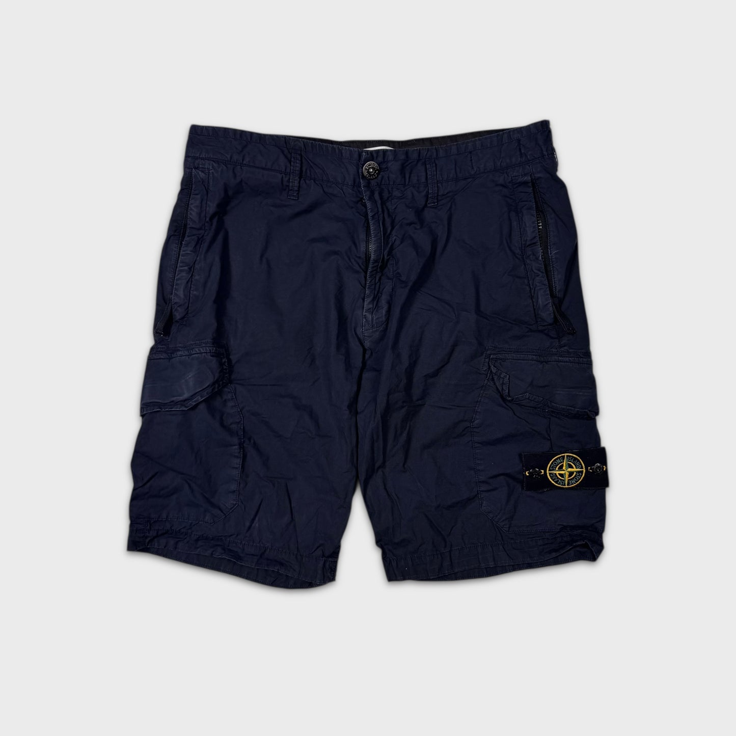 Stone Island Navy Tela Cargo Shorts W32