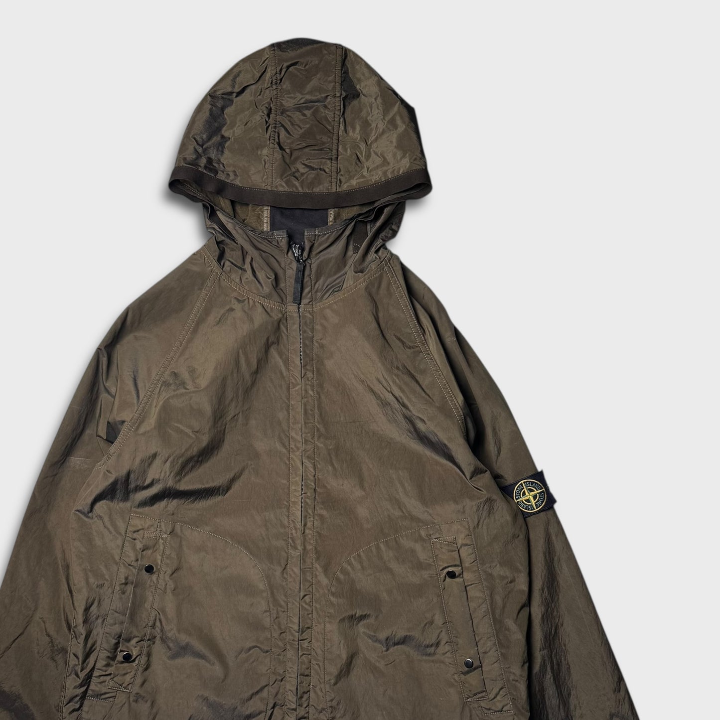 Stone Island 2007 Spellout Nylon Flock Jacket XL