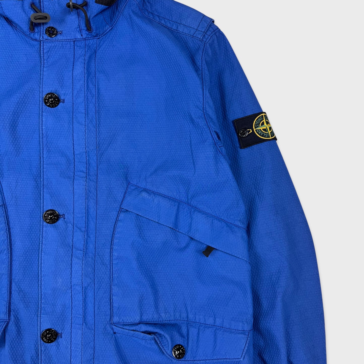 Stone Island Royal Blue 3D Cotton Tela Hooded Jacket XL