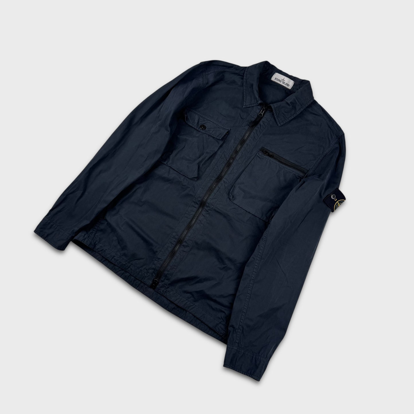 Stone Island Navy Full Zip Overshirt L