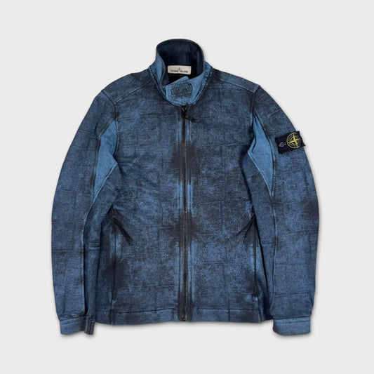 Stone Island Grid Check Dust Effect Zip Up Sweatshirt M