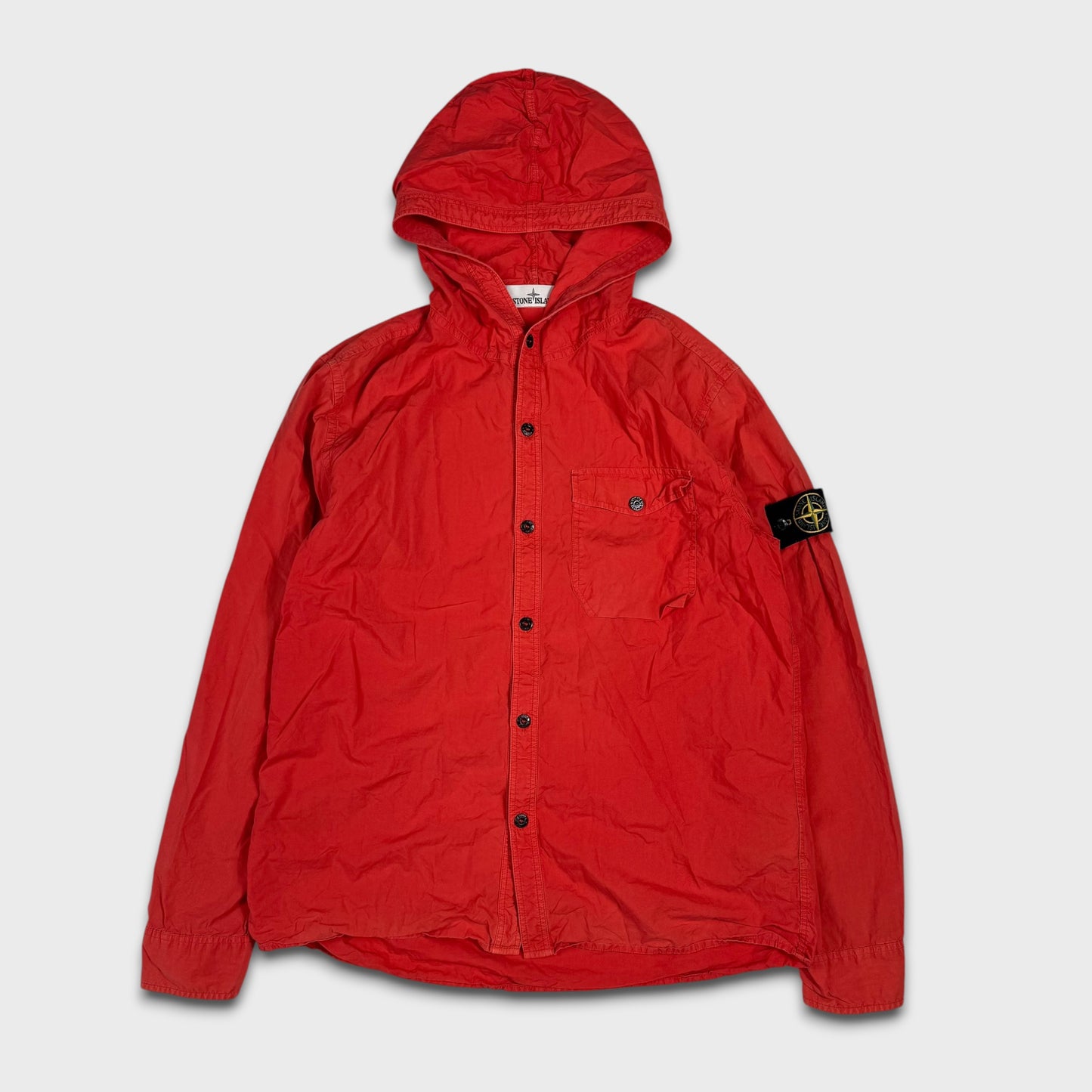 Stone Island Red Parachute Hooded Overshirt XL