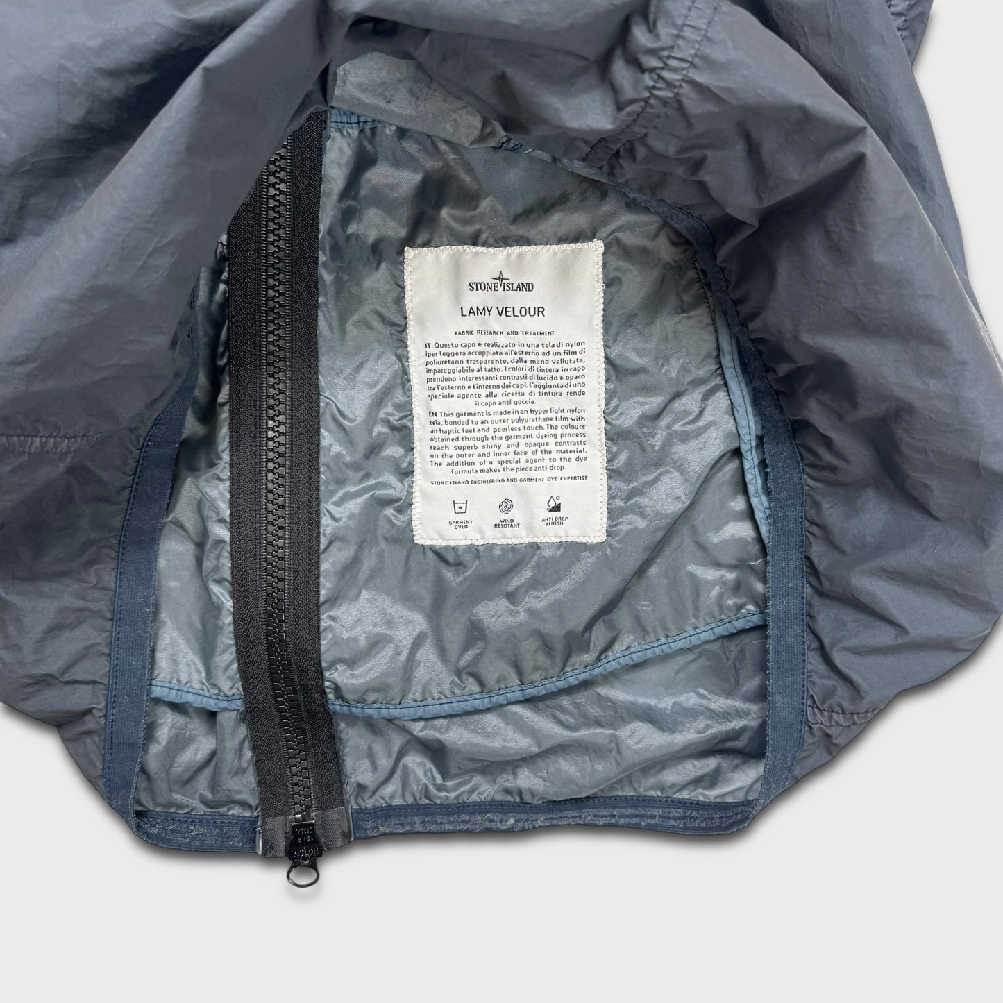 Stone Island Navy Lamy Velour Hooded Jacket M