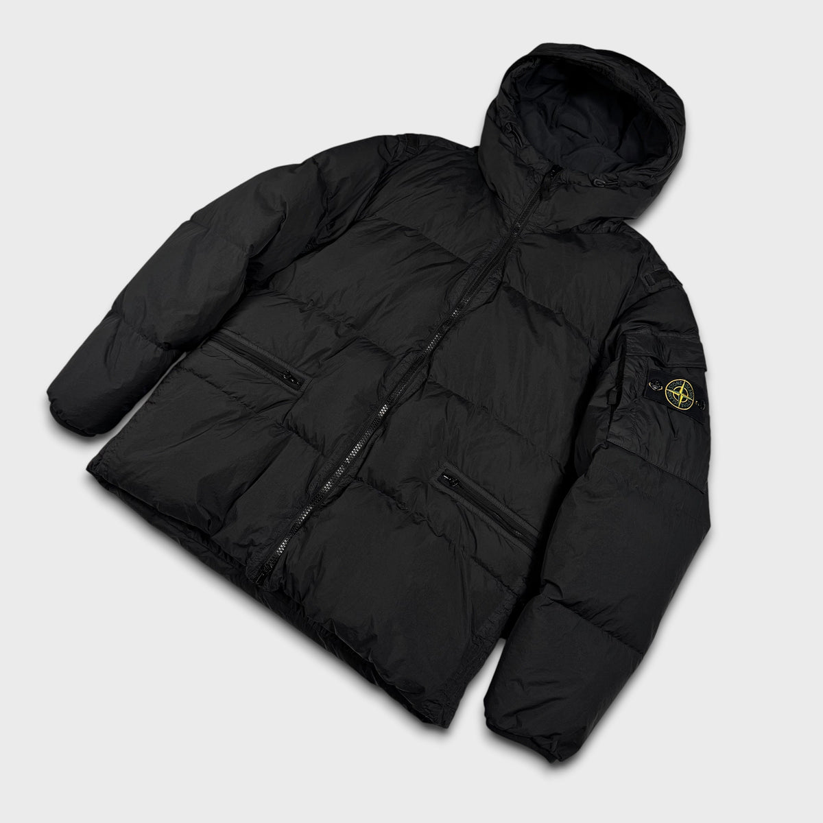 Stone Island Black Garment Dyed Crinkle Reps NY Down Puffer Jacket XL