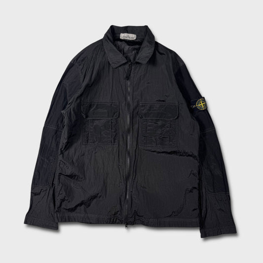 Stone Island Black Nylon Metal Ripstop Overshirt L
