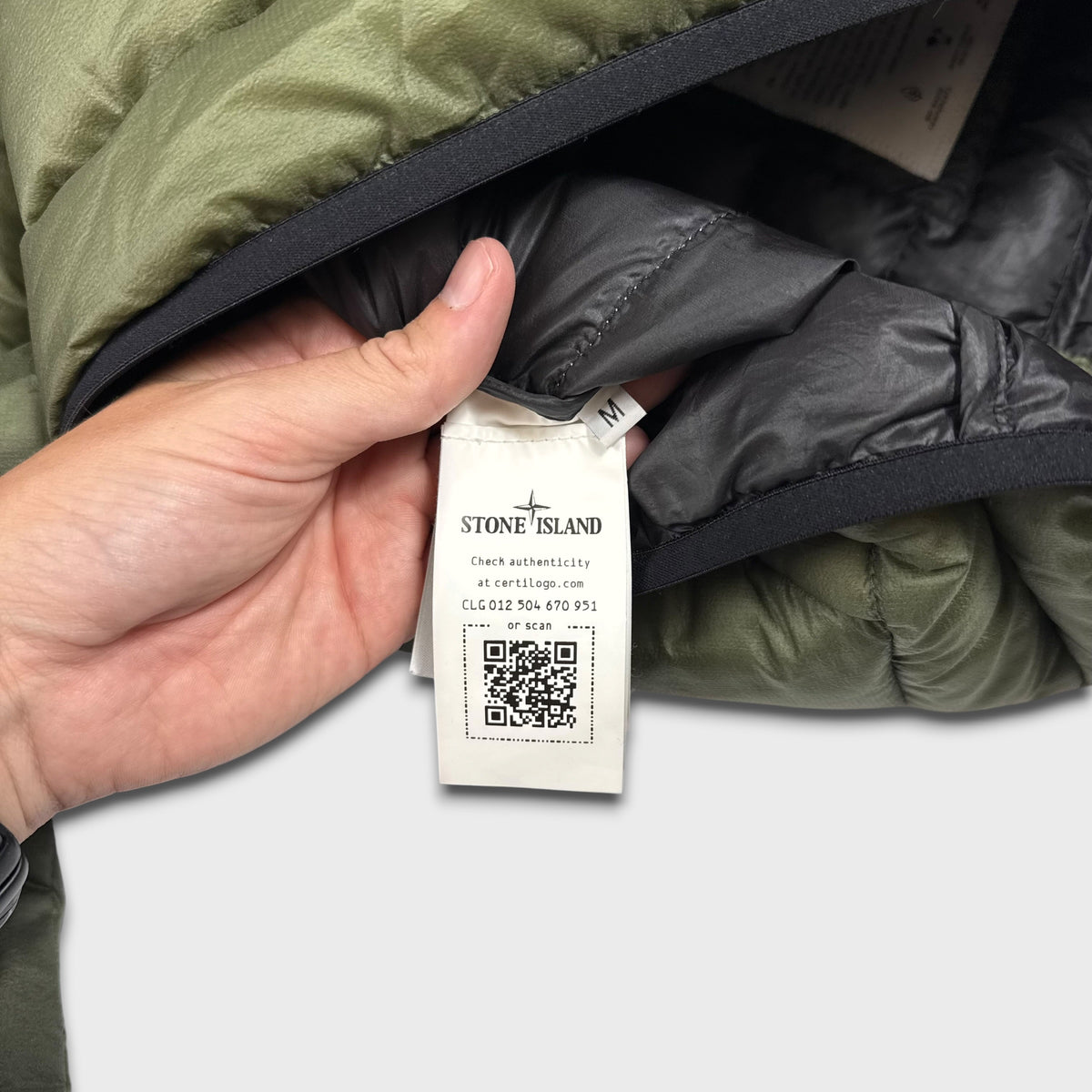Stone Island Olive Bio-Based Ripstop Nylon Down S