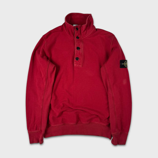 Stone Island Red 1/4 Button Jumper L