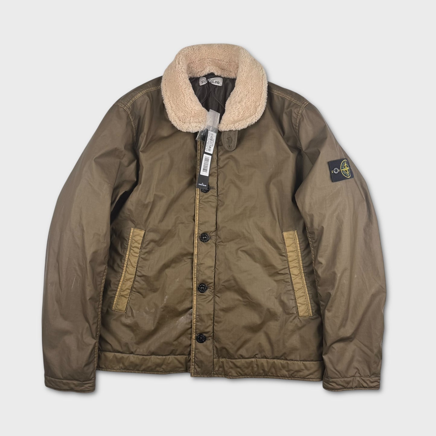 Stone Island Olive Mussola Gommata Flight Jacket XXL