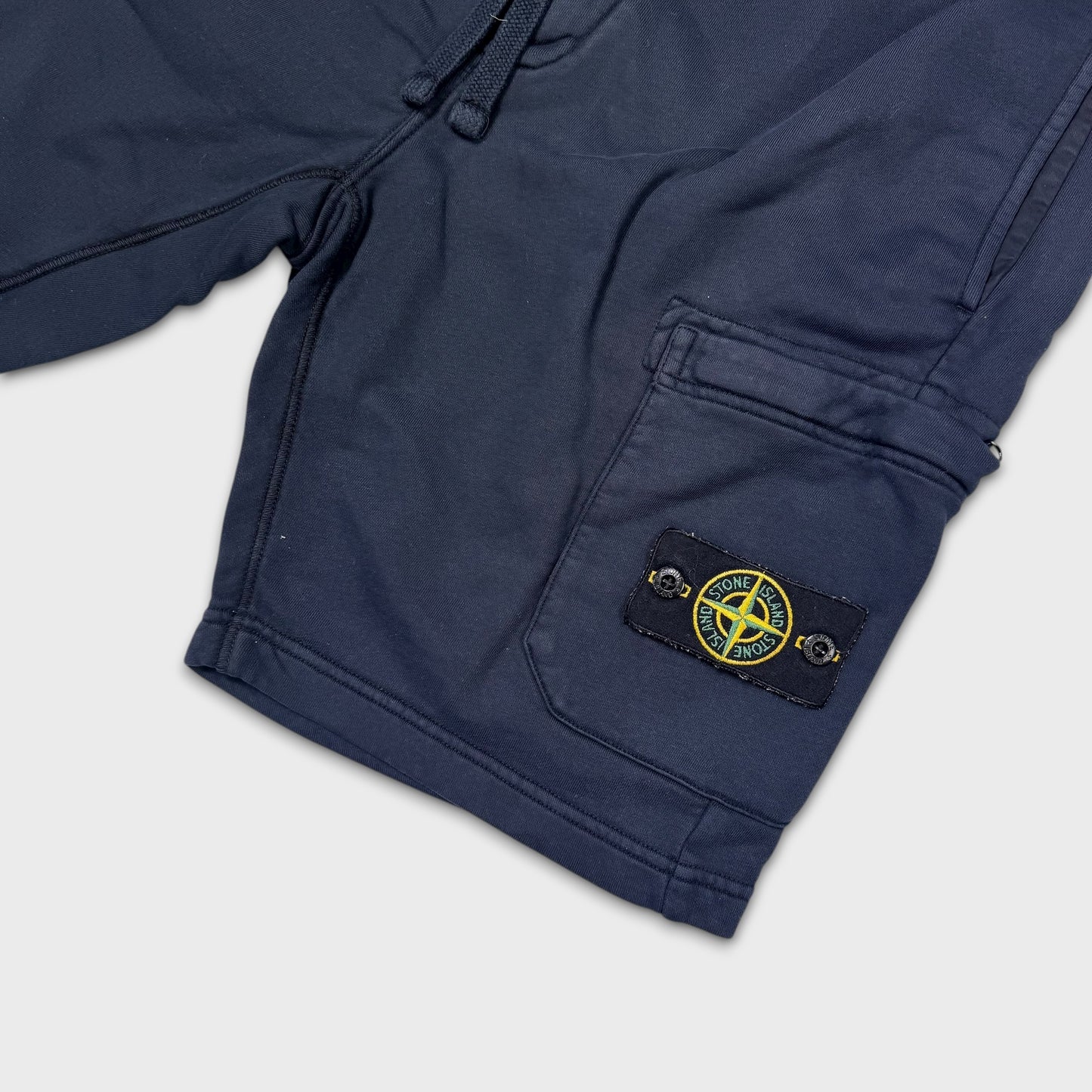 Stone Island Navy Cotton Badge Shorts M