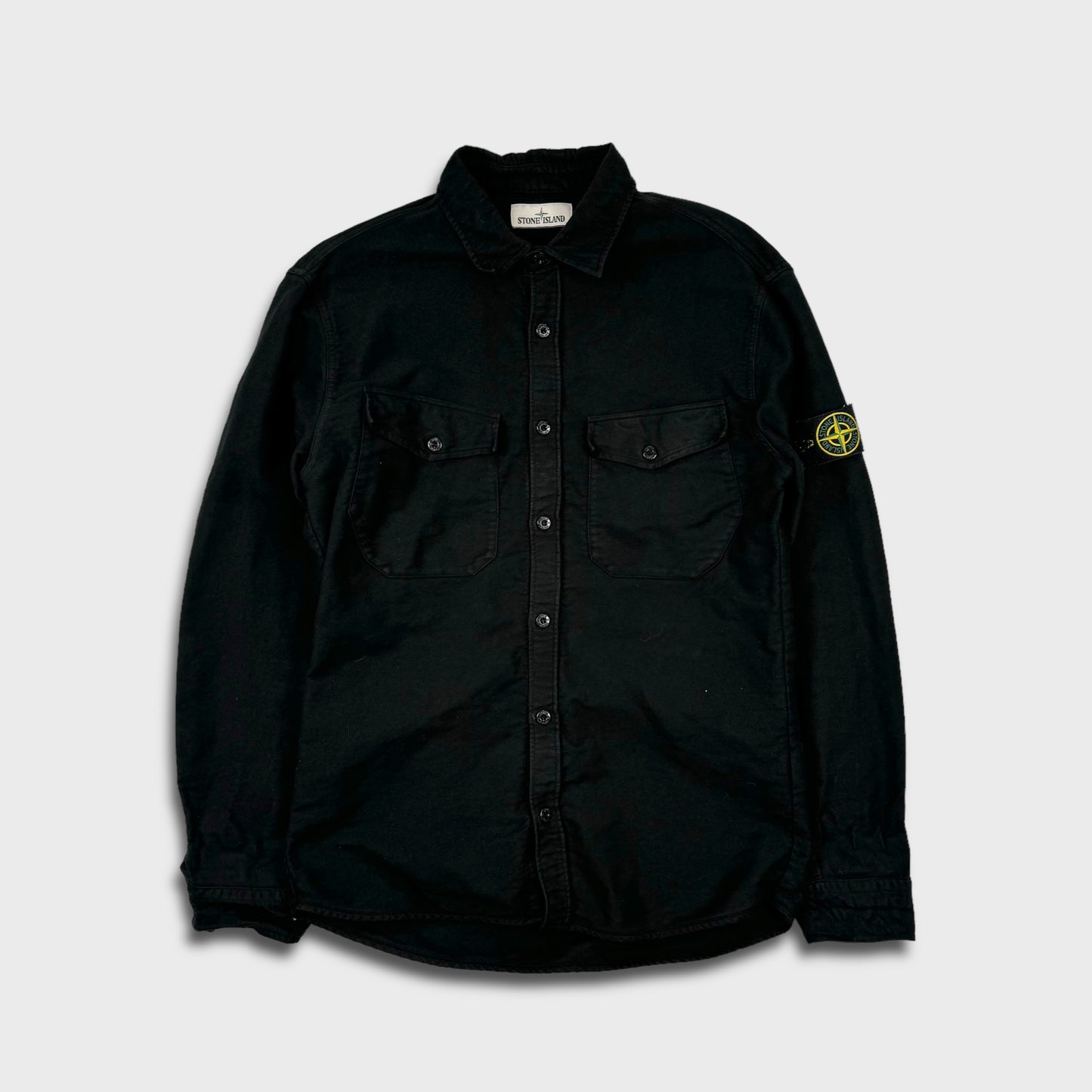 Stone Island Black Brushed Cotton Overshirt L