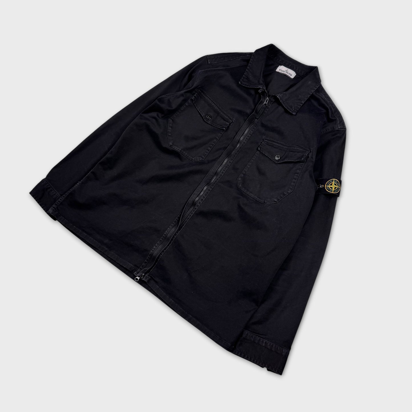 Stone Island Black Full Zip Overshirt 3XL