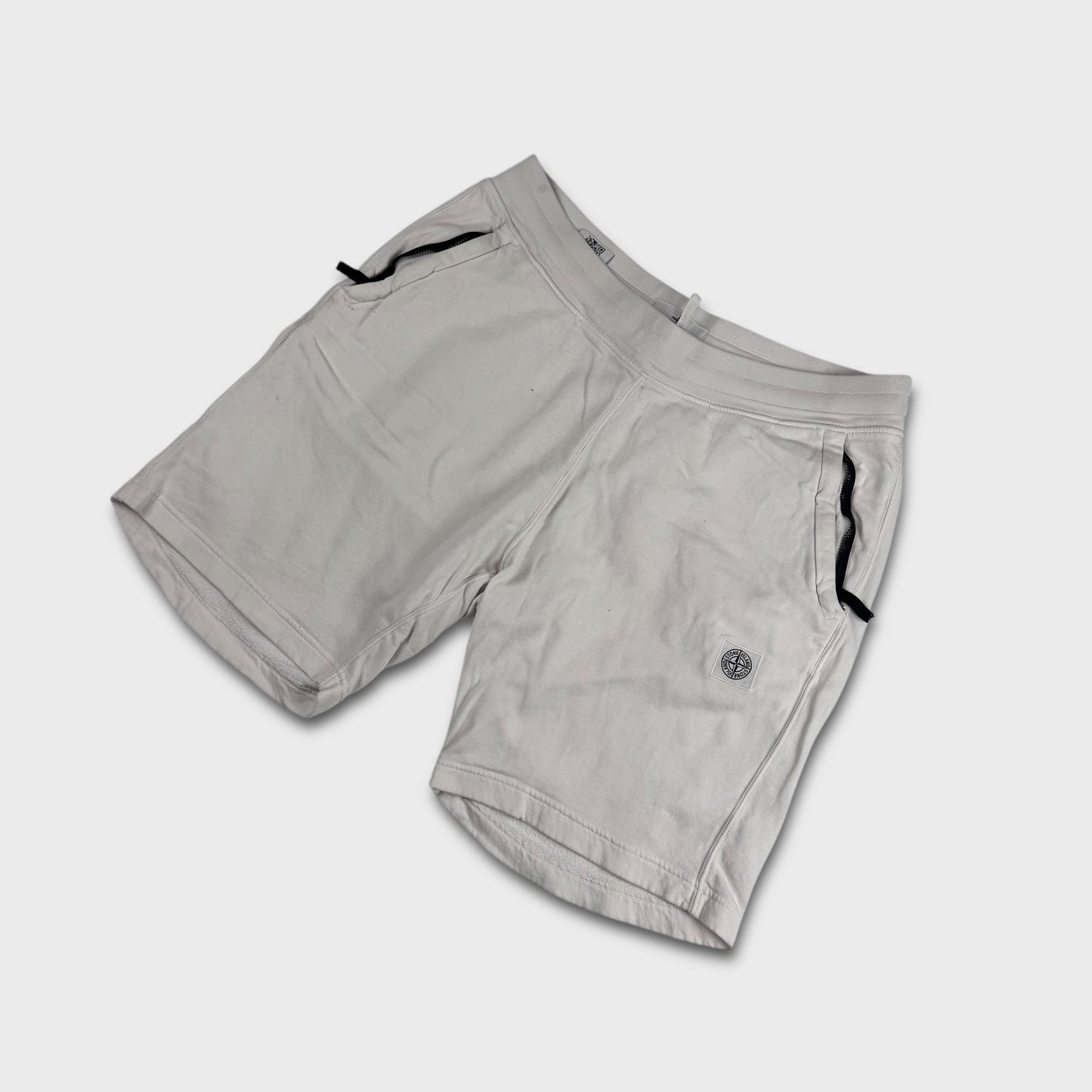 Stone Island White Cotton Compass Shorts XL