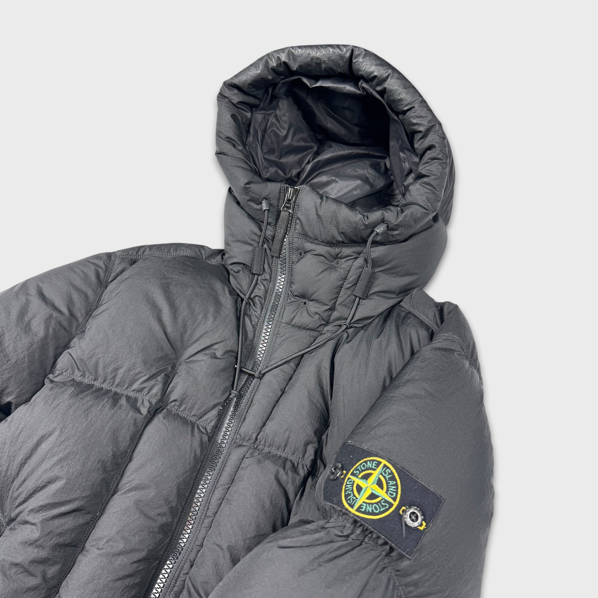 Stone Island Black Seam Faded Light Nylon Tela Down Puffer Jacket L