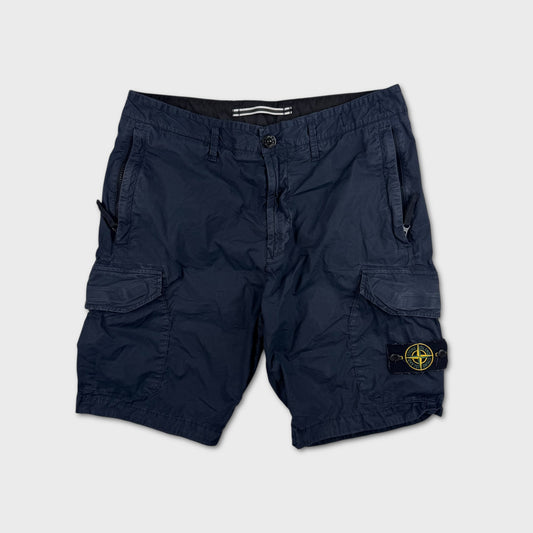 Stone Island Navy Tela Cargo Shorts W32