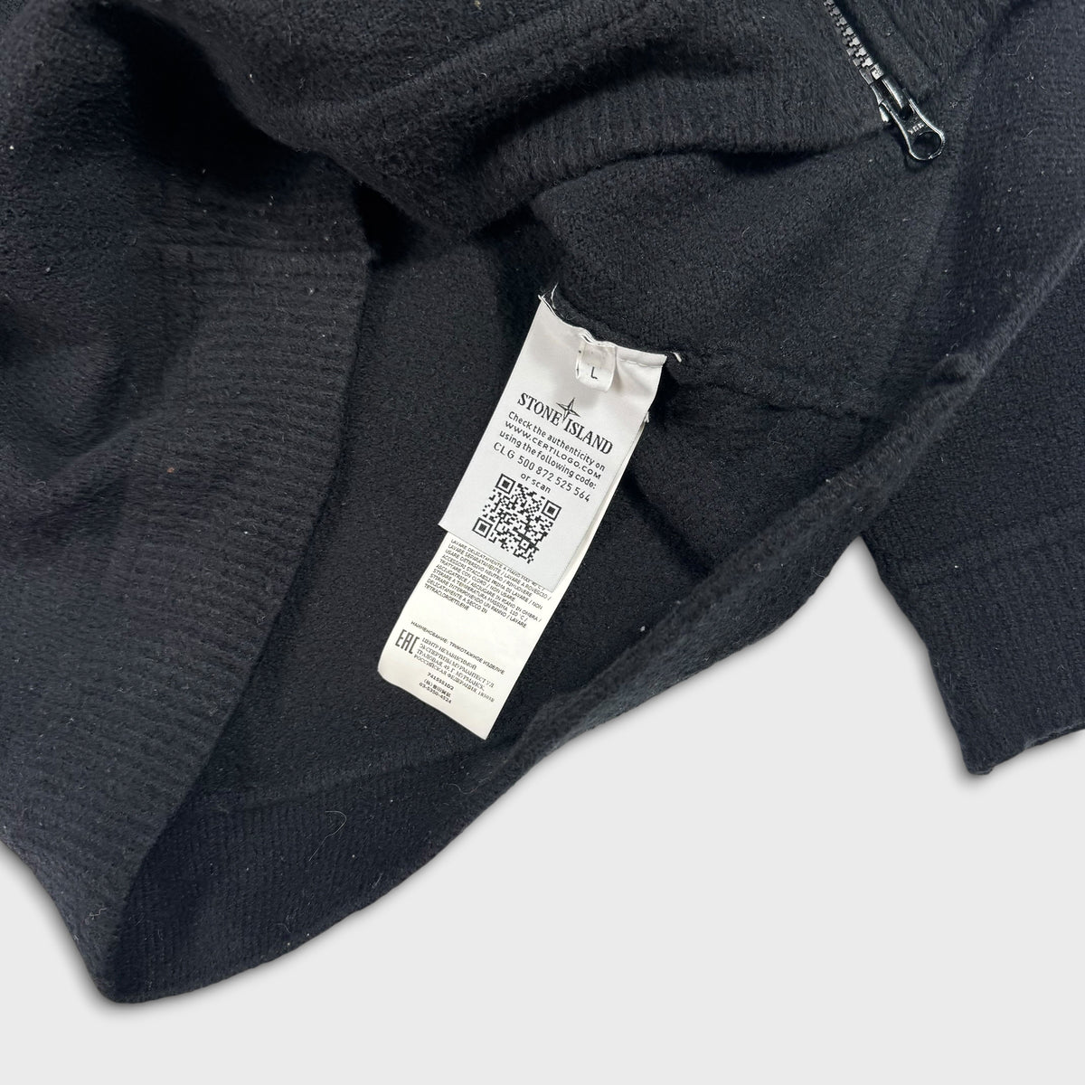 Stone Island Black Zip Cardigan Knit L