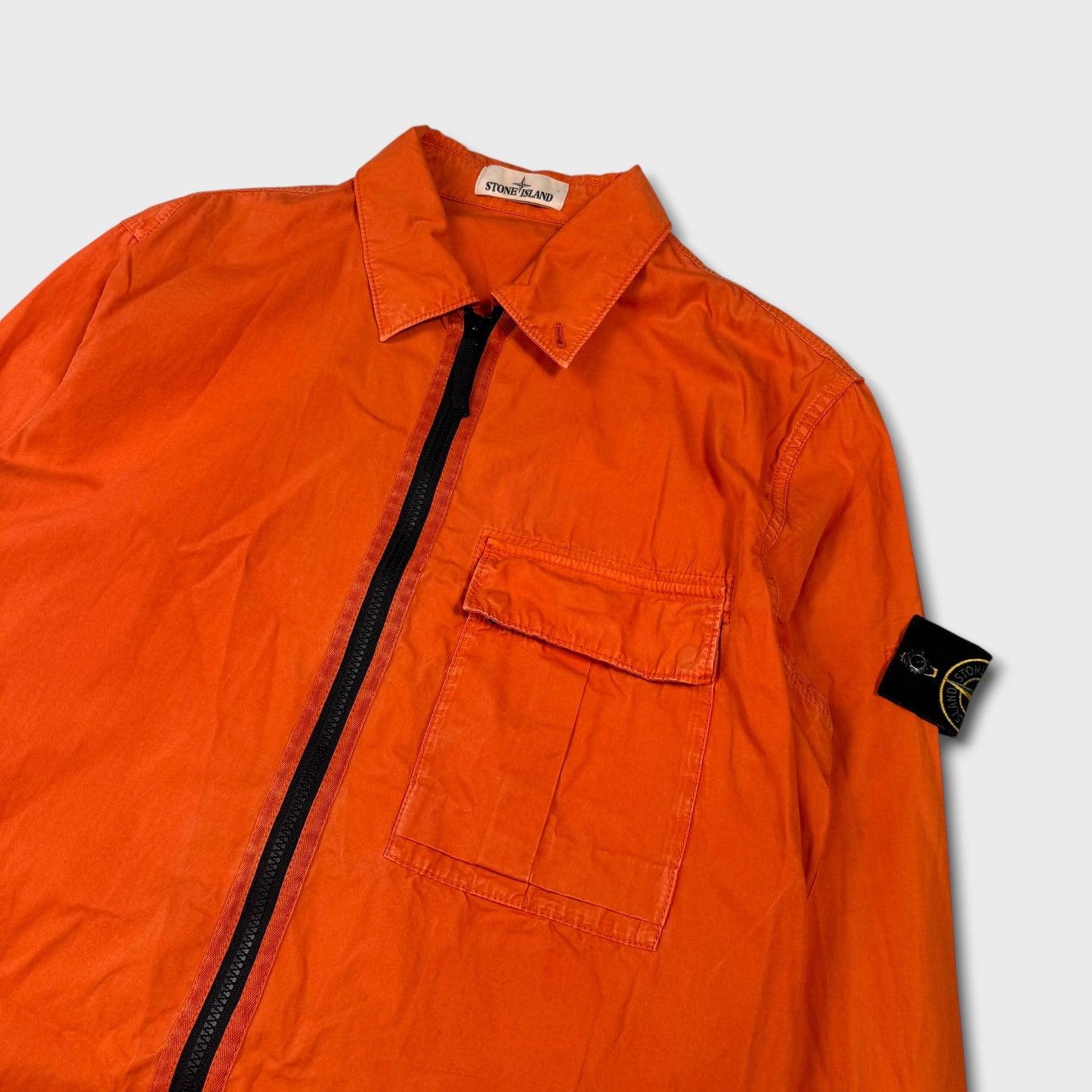 Stone Island Orange Full Zip Overshirt XL