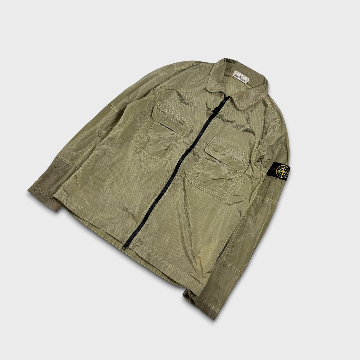Stone Island Yellow Nylon Metal Ripstop Overshirt L
