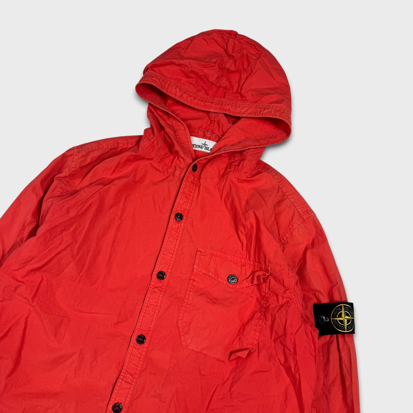 Stone Island Red Parachute Hooded Overshirt XL