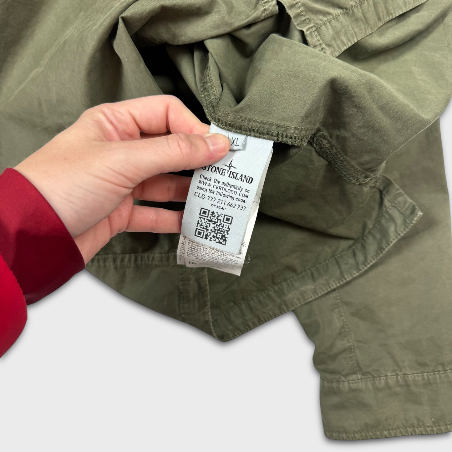 Stone Island Olive Full Zip Overshirt XL