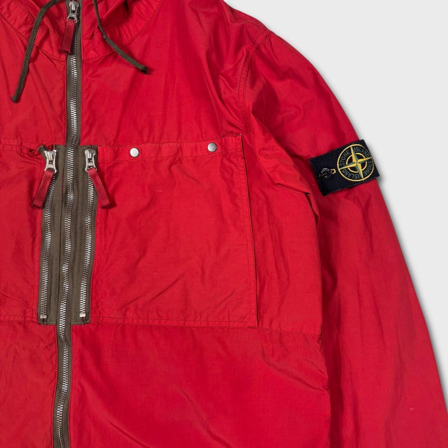 Stone Island Red 2011 Tela Hooded Jacket XL