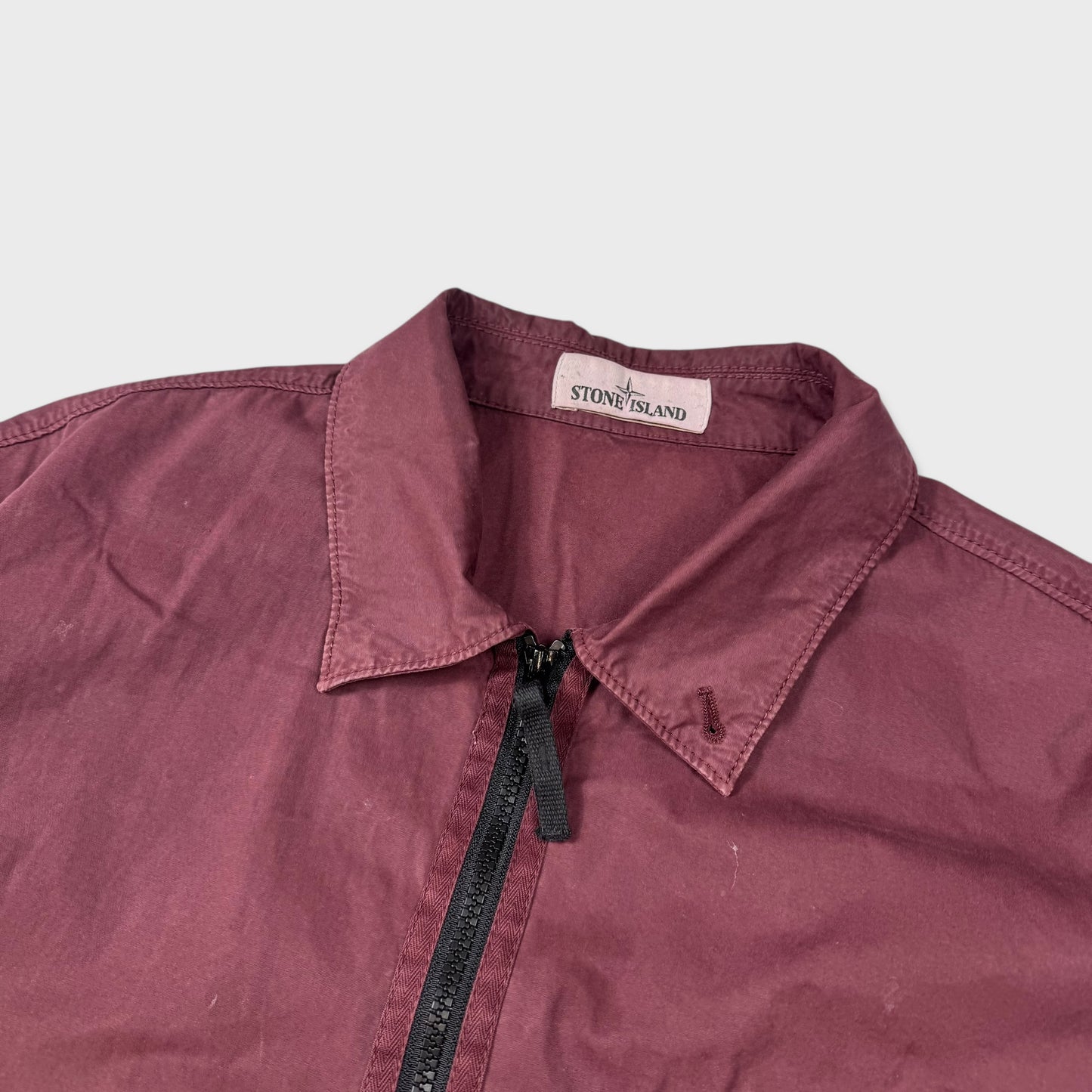 Stone Island Burgundy Full Zip Overshirt XXL